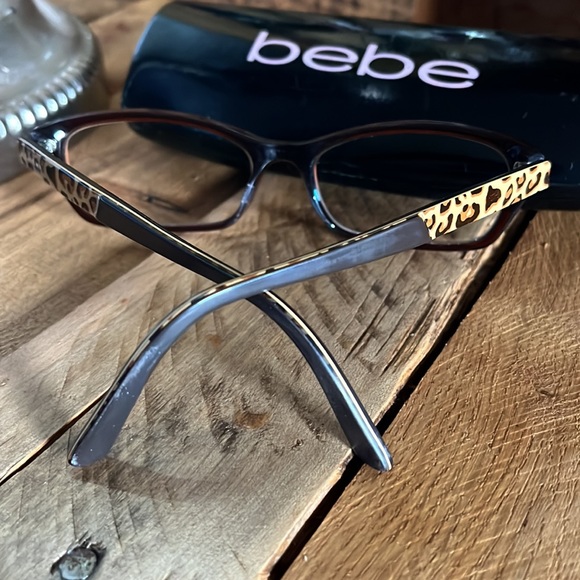 Hot Stuff Bebe Rectangle/Cat Eyeglasses with Rhinestone and Animal Print - Picture 4 of 7